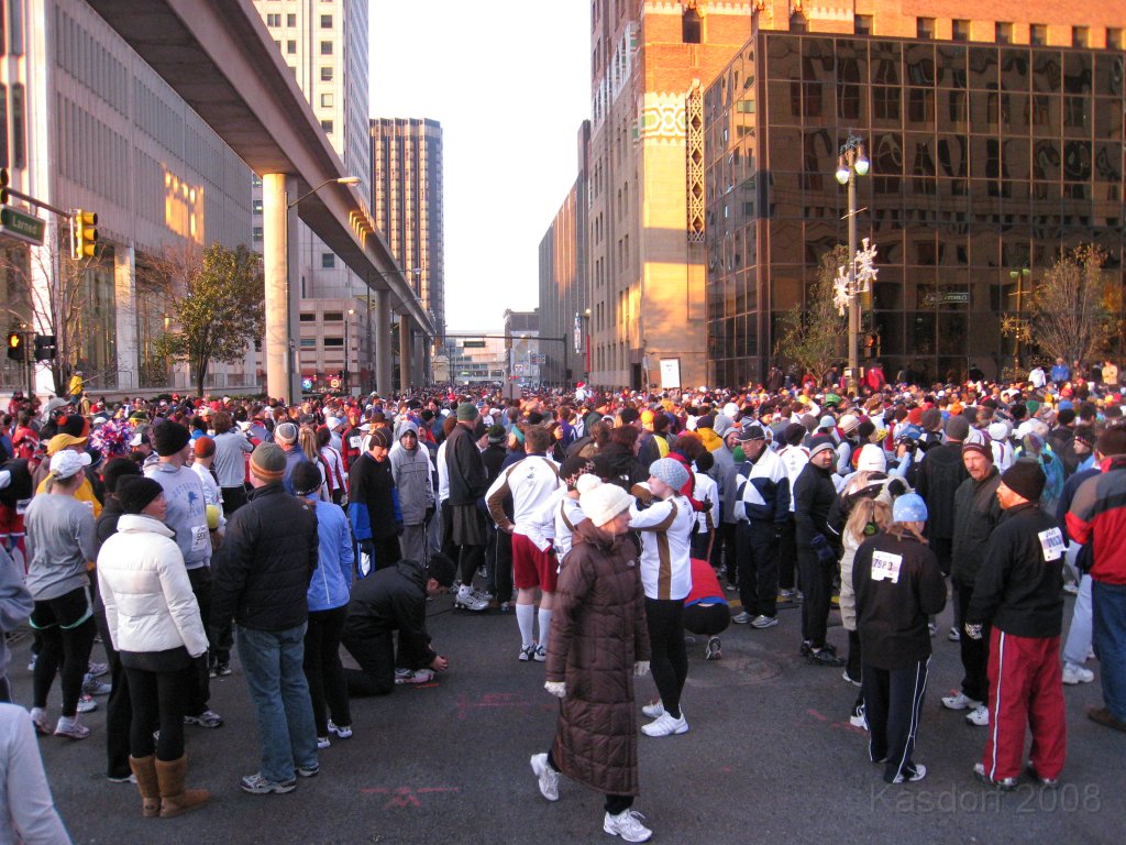 Detroit Turkey Trot 2008 10K 0130.jpg - The Detroit Turkey Trot 10K 2008, the 26th. running. Downtown Detroit Michigan. A balmy 22 degrees that morning. Race time of 58:24 for the 6.23 miles.